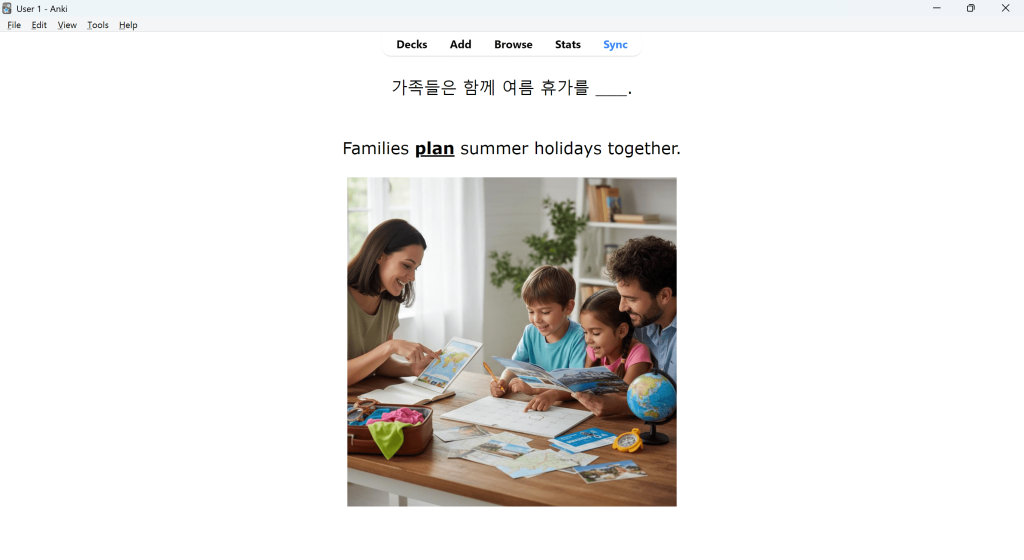 Korean Vocabulary Card 1 Front