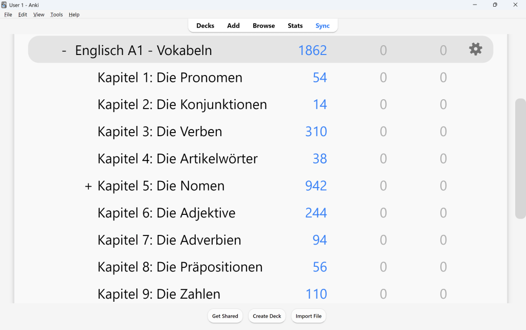 Englisch A1 Vokabeln Anki Englisch A1 Vokabeln Anki